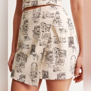 NWT Abercrombie & Fitch Scarlett Linen Printed Skort